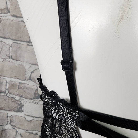 Victoria's Secret Sexy Little Things Lace Babydoll Slip Dress Black Cream 36C - Picture 10 of 15